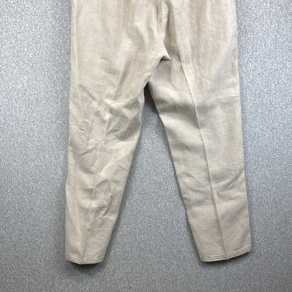 J. Jill love linen pull on pants L tan elastic waist high rise Lagenlook beachy - Picture 6 of 9